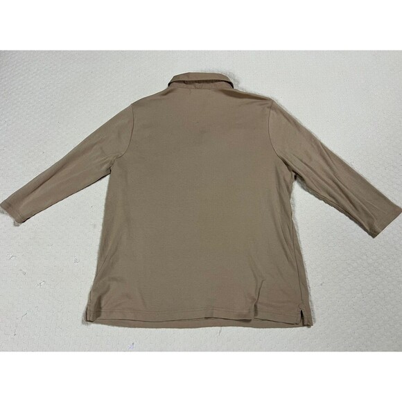 Lauren Ralph Lauren Safari Shirt 3/4 Sleeves Gold Buttons | Tan | Womens Size 1x - Picture 8 of 11